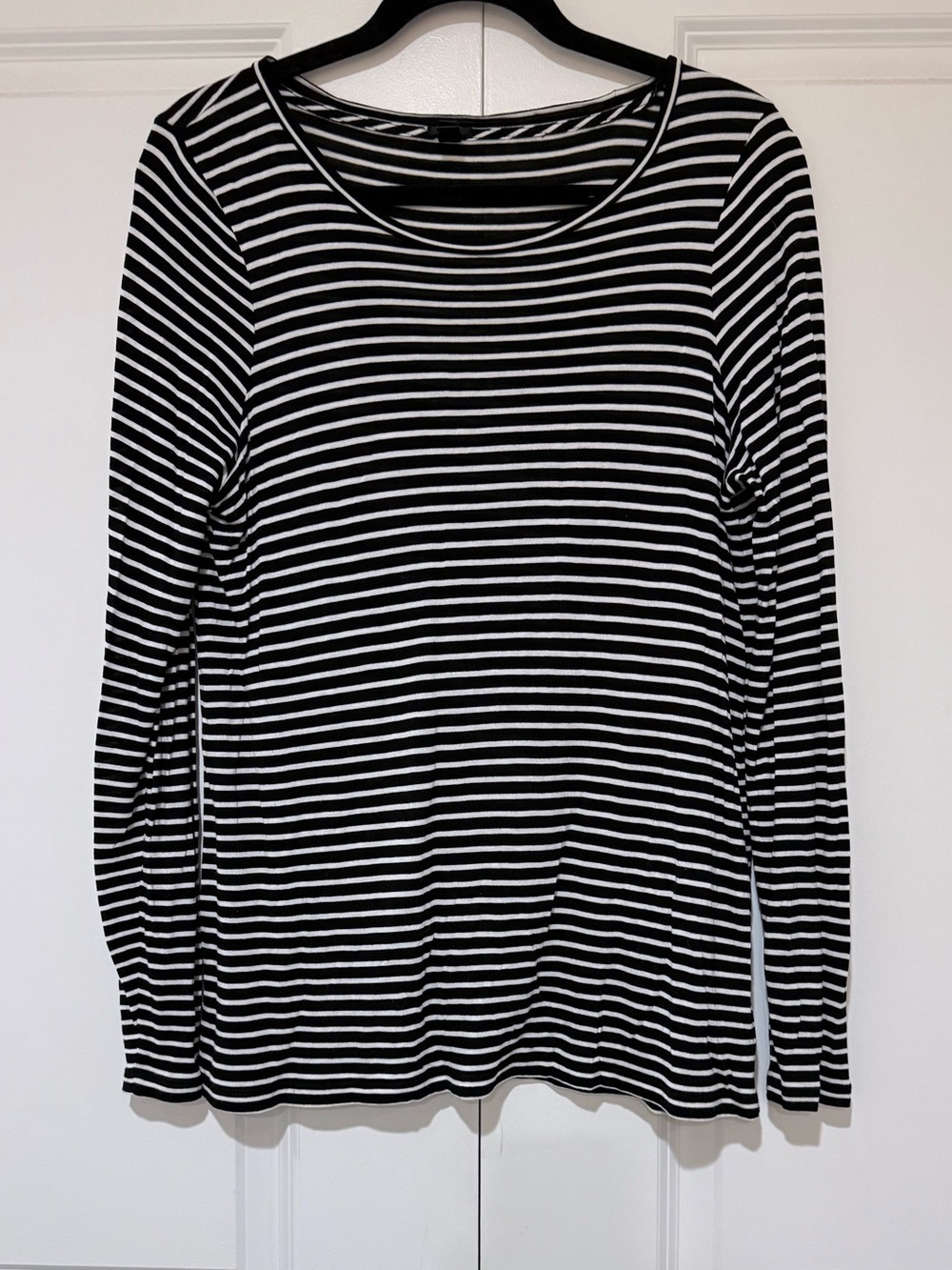J. Crew Black and White Striped Long Sleeve Top
